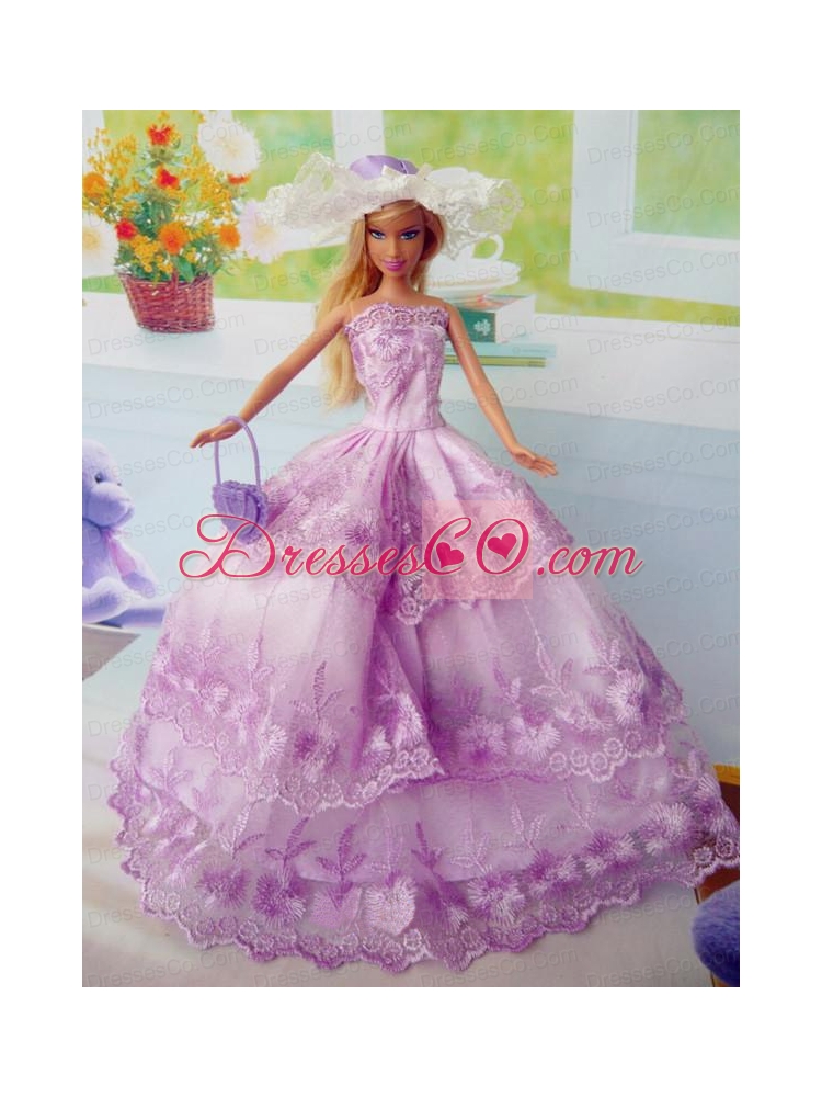 Beautiful Fuchsia Party Clothes Fashion Dress For Quinceanera Doll Organza