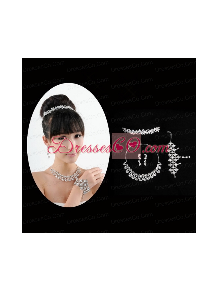 Dreamlike Rhinestones Alloy Necklace And Earrings Jewelry Set
