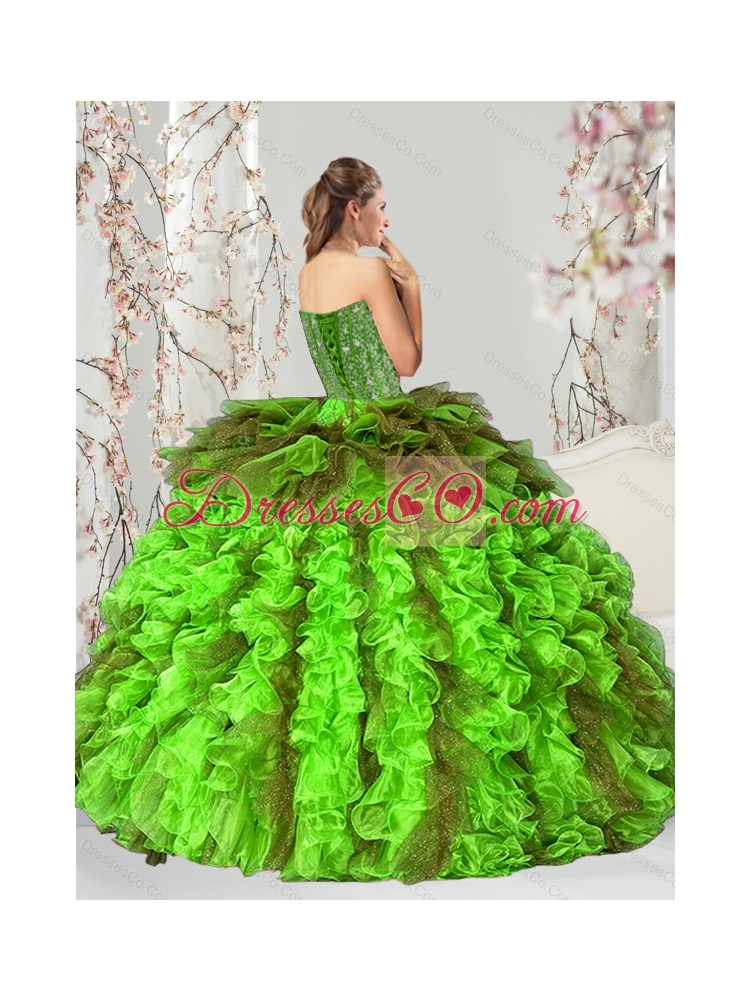 Detachable and Classic Beading and Ruffles Multi Color Quinceanera Dresses