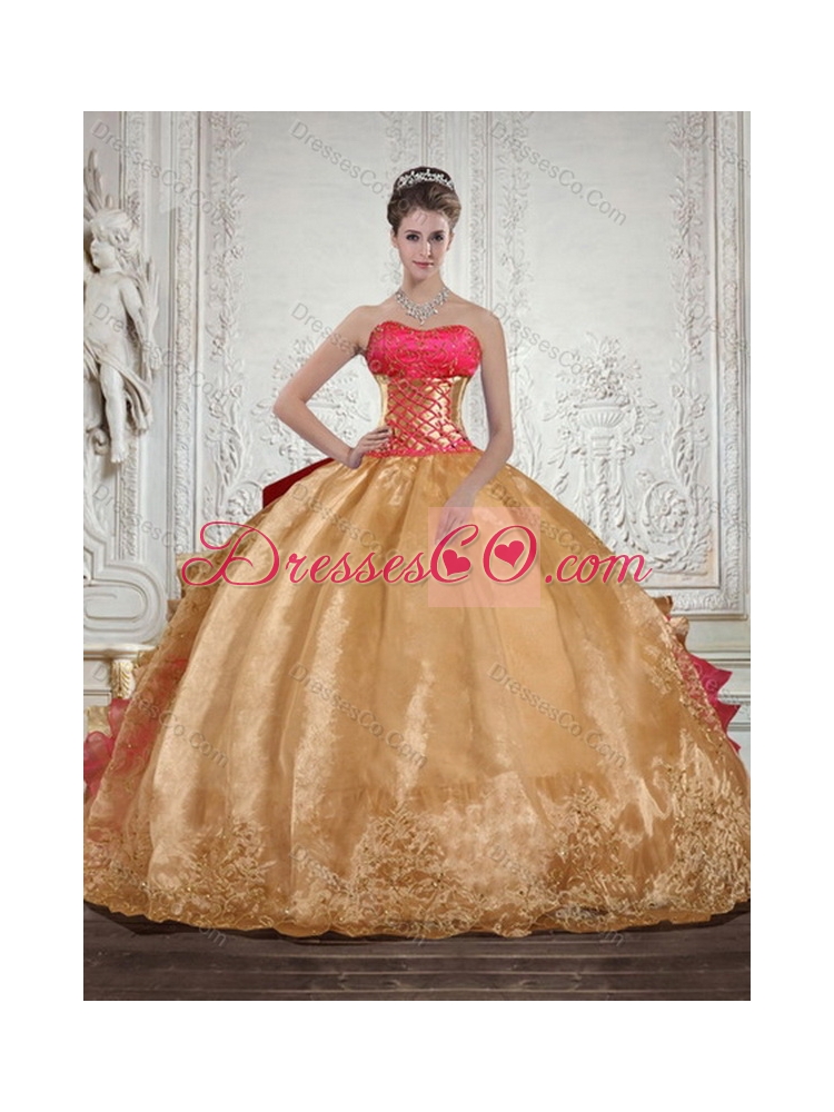 Luxurious and Classic Strapless Multi Color Quinceanera Dress with Beading and Embroidery