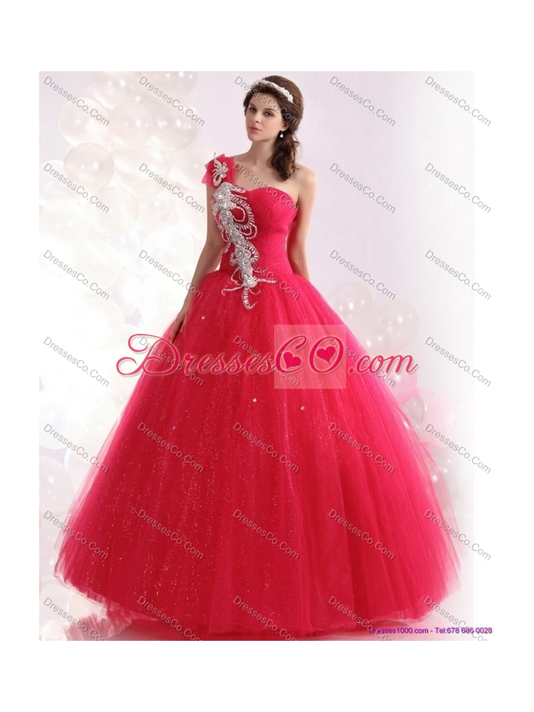 The Hot One Shoulder Dress a Quinceanera with Beading
