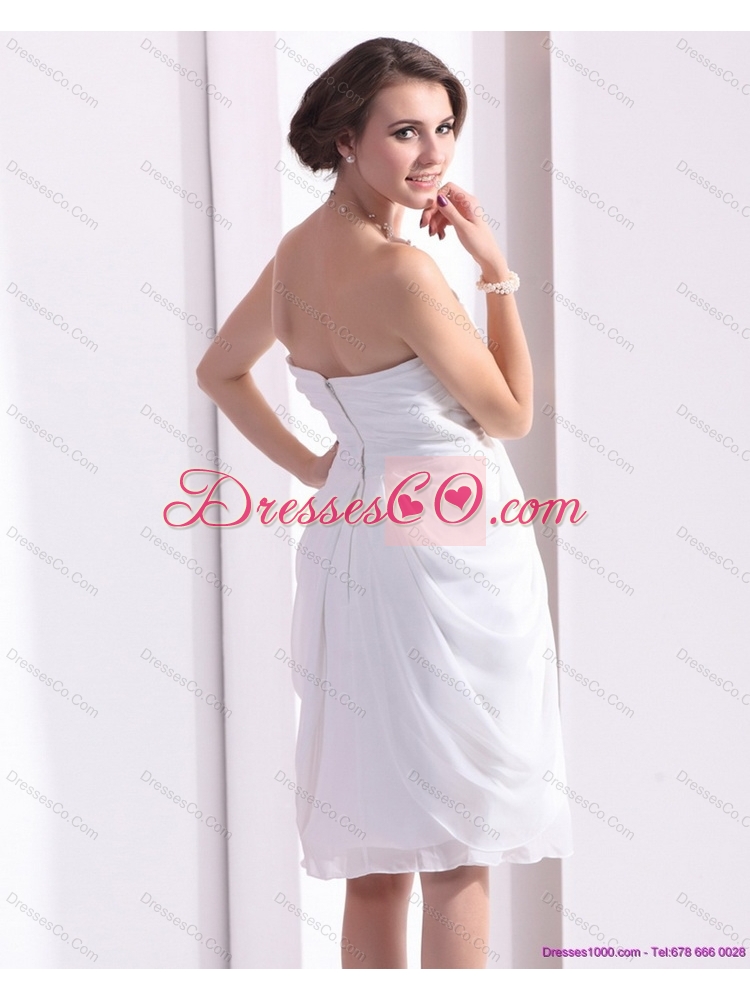 Perfect White Sexy Prom Dress with Hand Made Flowers and Ruching