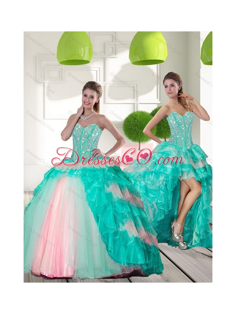 Beading and Ruffled Layers Quinceanera Dress in Multi Color for