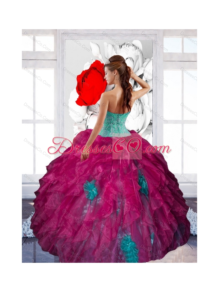 Elegant Appliques and Ruffles Quinceanera Dress in Multi Color