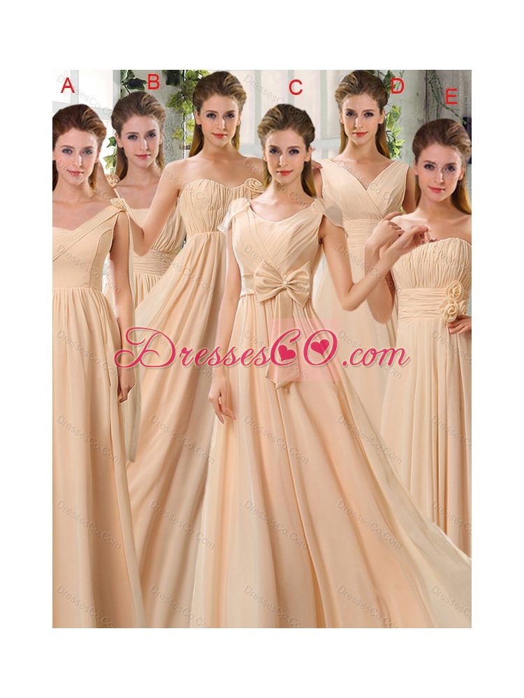 Summer Beautiful Champagne Ruching Chiffon Dama Dresses