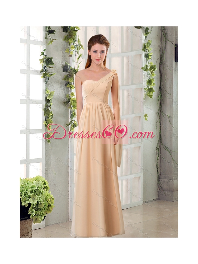 Summer Beautiful Champagne Ruching Chiffon Dama Dresses