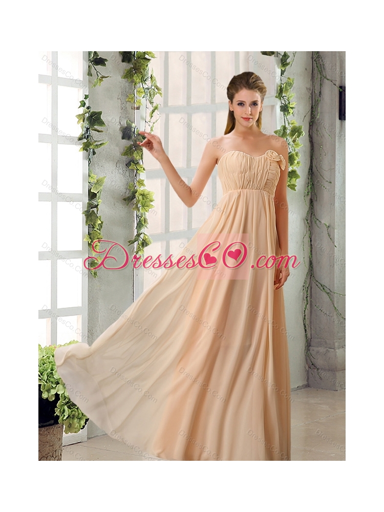 Summer Beautiful Champagne Ruching Chiffon Dama Dresses