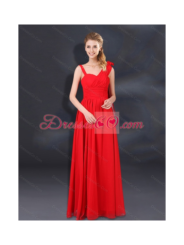 Summer Top Seller Ruching Empire Dama Dress with Asymmetrical