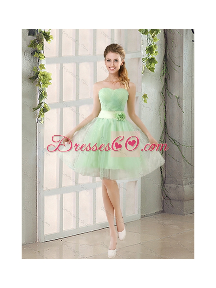 New Style A Line Lace Up Dama Dress in Apple Green for