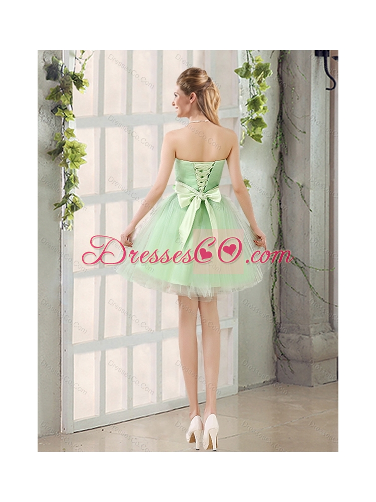 New Style A Line Lace Up Dama Dress in Apple Green for