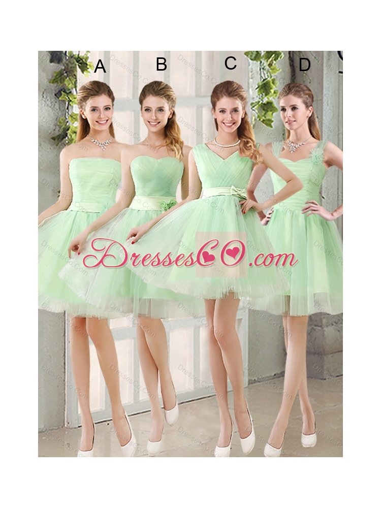 New Style A Line Lace Up Dama Dress in Apple Green for