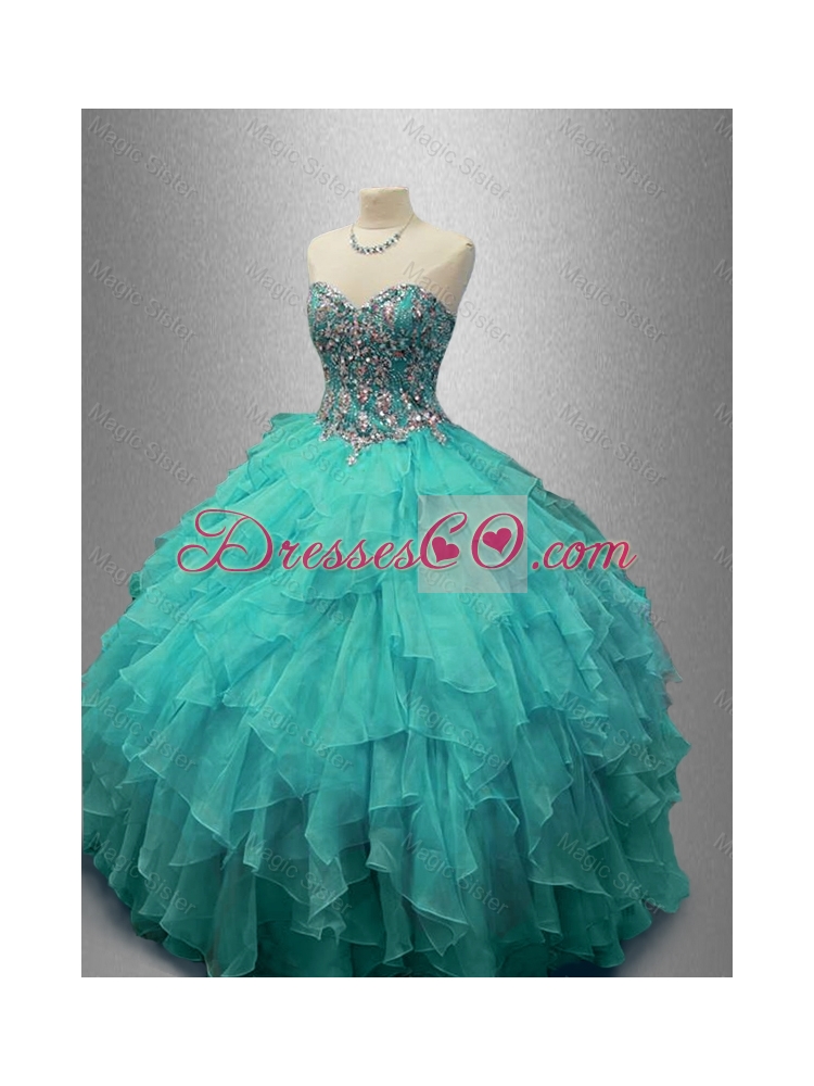 Popular Beaded and Ruffles Sweet 16 Gowns with Sweetheart