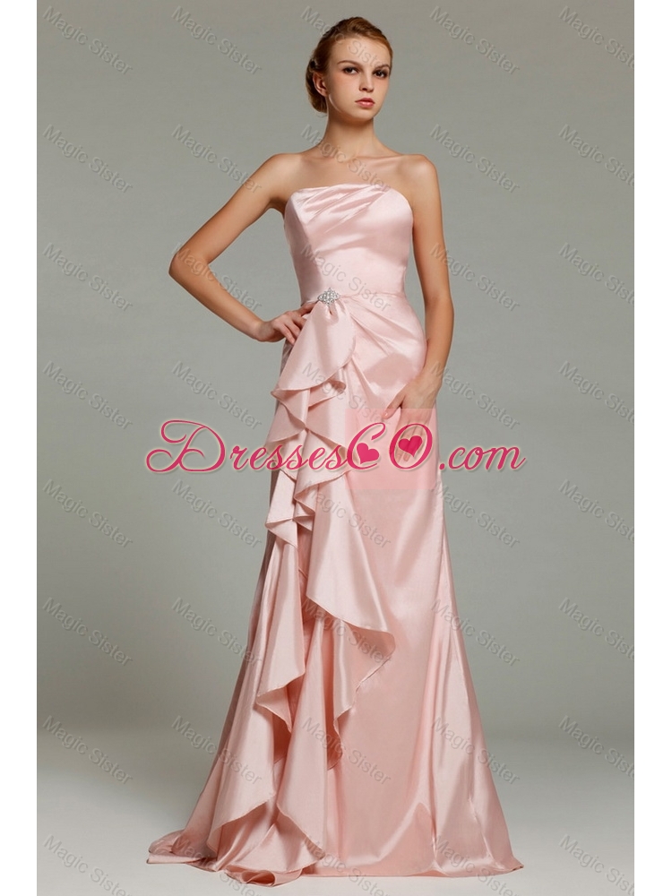 Beautiful Fashionable Hot Sale Strapless Beaded Prom Dress with Brush Train