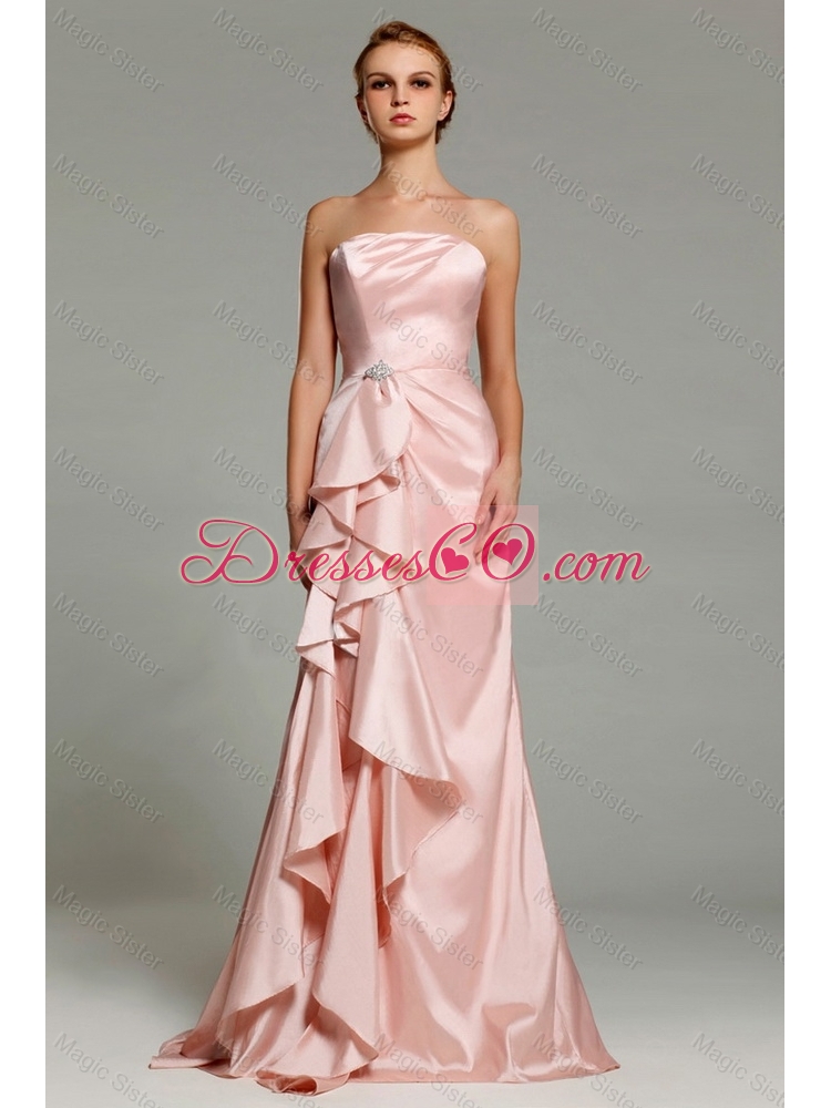 Beautiful Fashionable Hot Sale Strapless Beaded Prom Dress with Brush Train