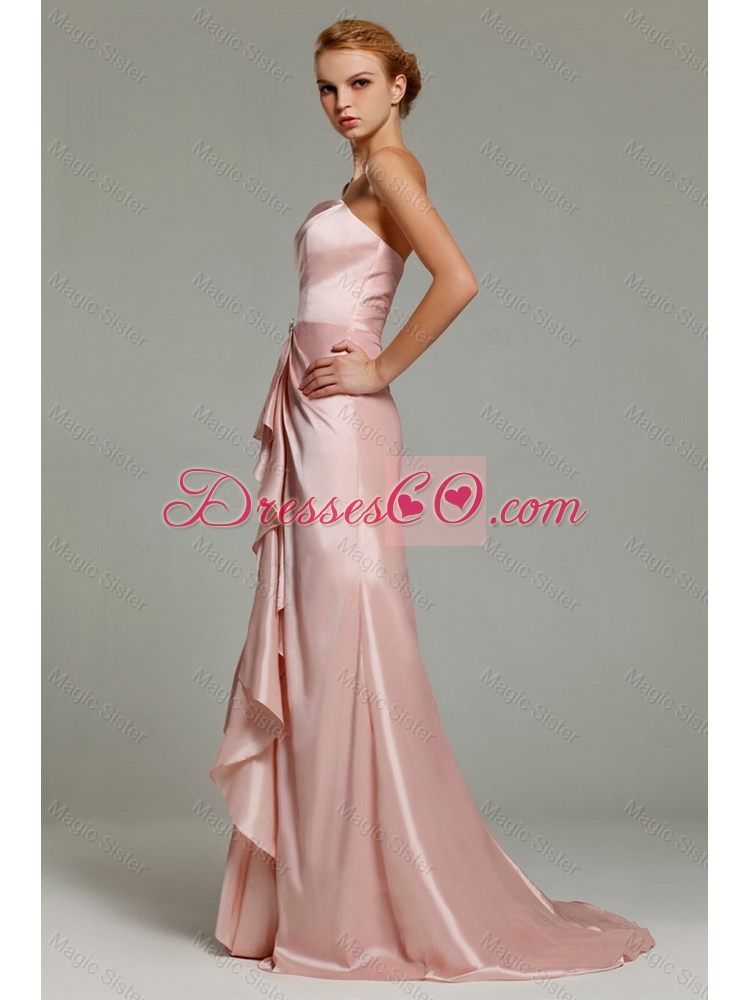 Beautiful Fashionable Hot Sale Strapless Beaded Prom Dress with Brush Train