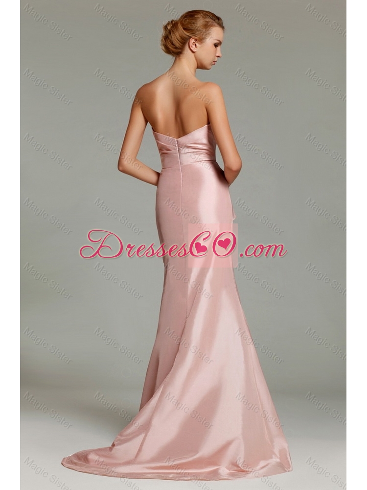 Beautiful Fashionable Hot Sale Strapless Beaded Prom Dress with Brush Train