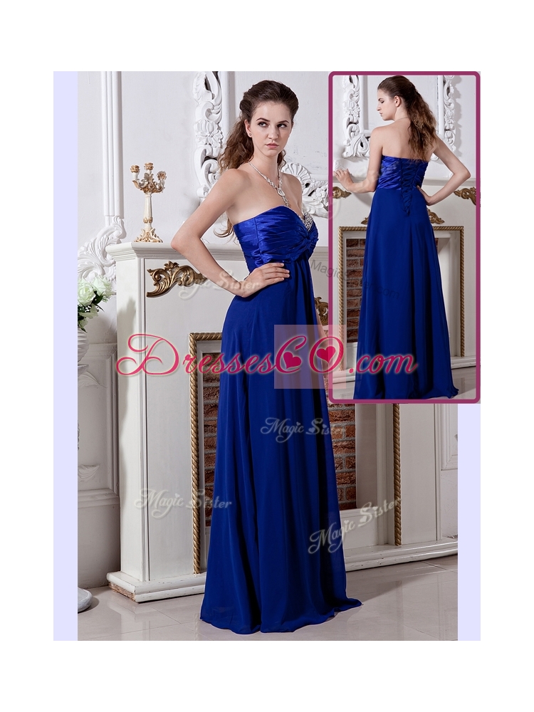 Luxurious Empire LongBridesmaid Dress in Royal Blue