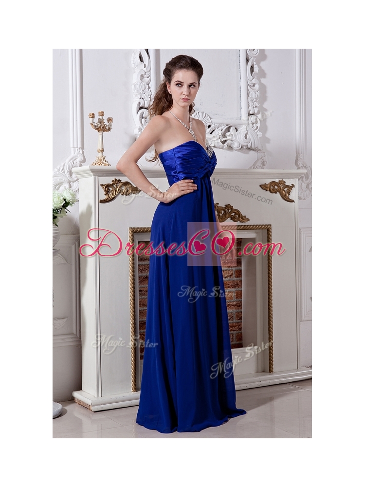 Luxurious Empire LongBridesmaid Dress in Royal Blue