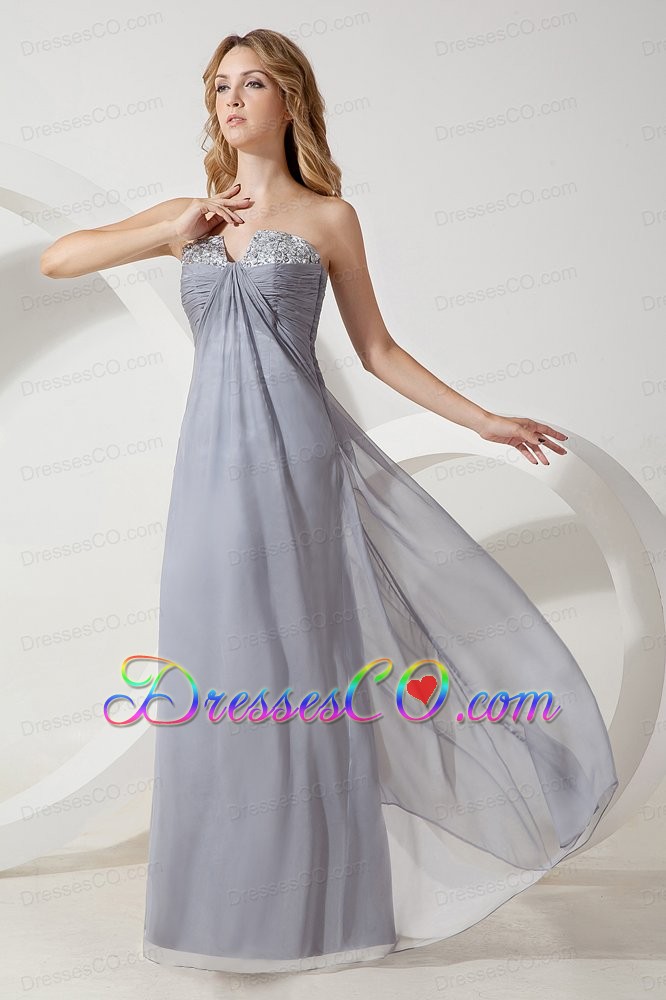 Silver Grey High Quality Chiffon Strapless Prom / Homecoming Dress