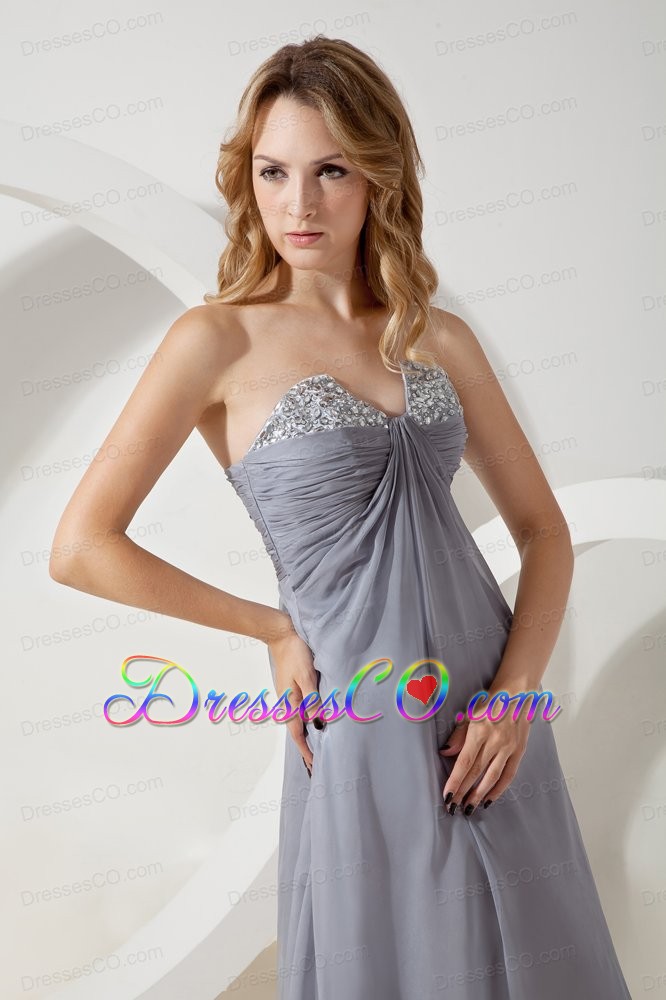 Silver Grey High Quality Chiffon Strapless Prom / Homecoming Dress