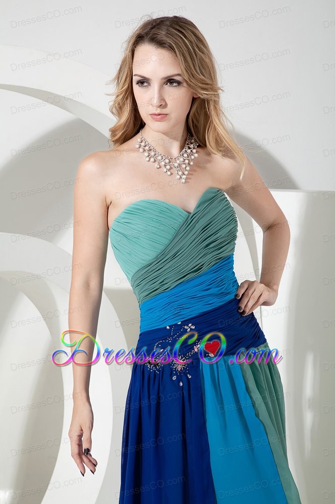 Multi-color Empire Beading Prom Dress Long Chiffon