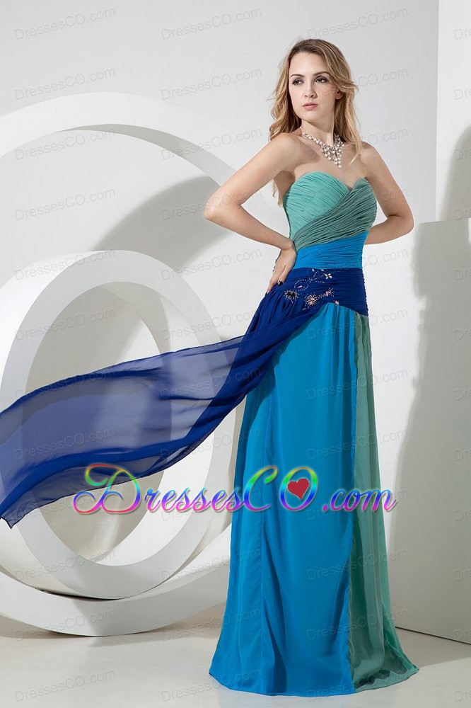 Multi-color Empire Beading Prom Dress Long Chiffon