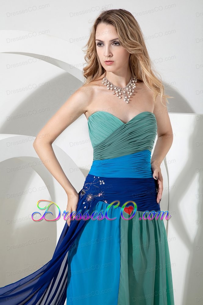 Multi-color Empire Beading Prom Dress Long Chiffon