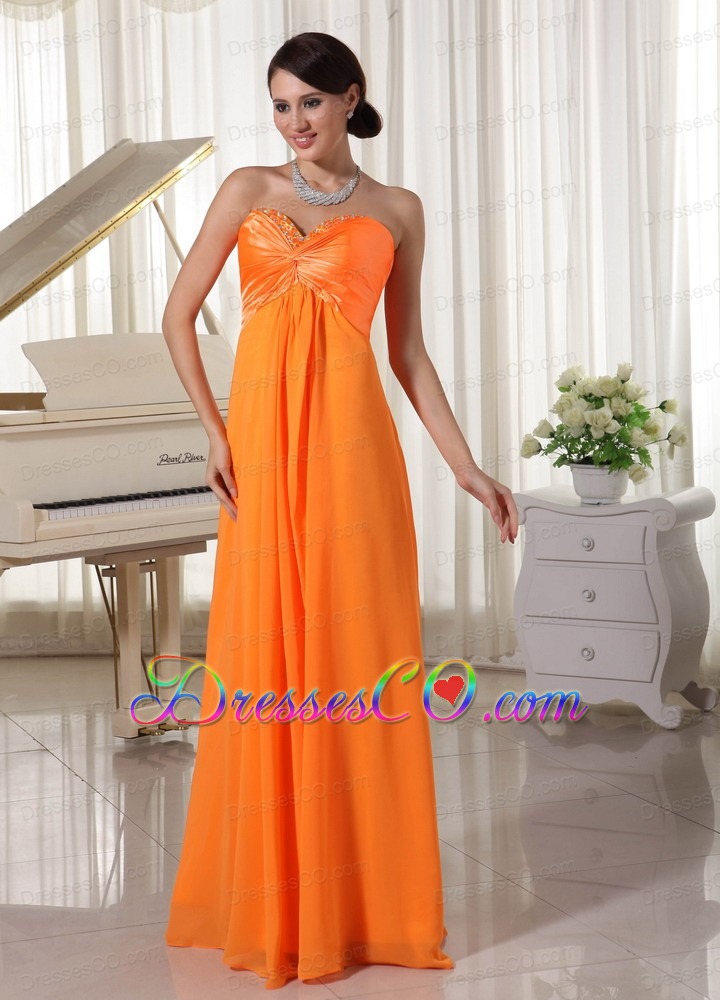 Pretty Orange Beaded Prom / Evening Dress Satin and Chiffon