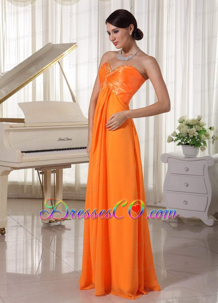 Pretty Orange Beaded Prom / Evening Dress Satin and Chiffon