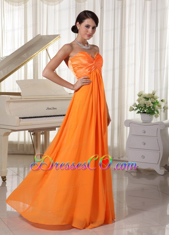 Pretty Orange Beaded Prom / Evening Dress Satin and Chiffon