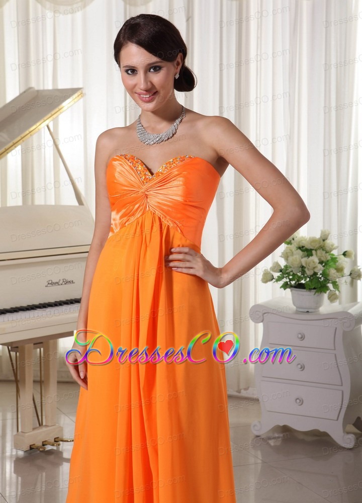 Pretty Orange Beaded Prom / Evening Dress Satin and Chiffon