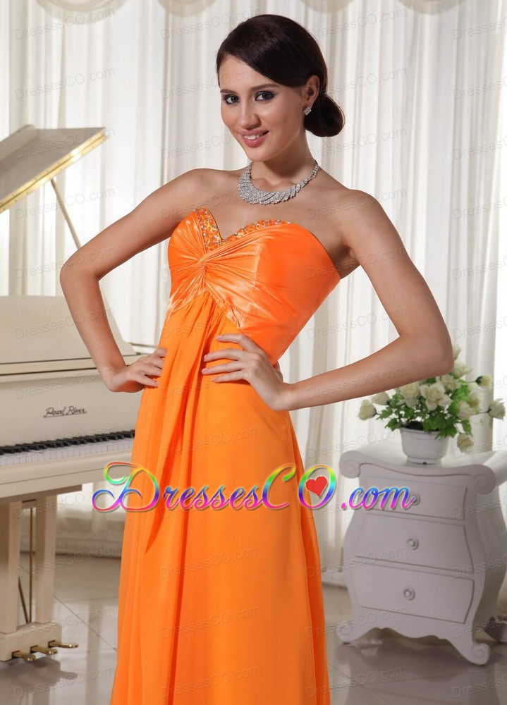 Pretty Orange Beaded Prom / Evening Dress Satin and Chiffon