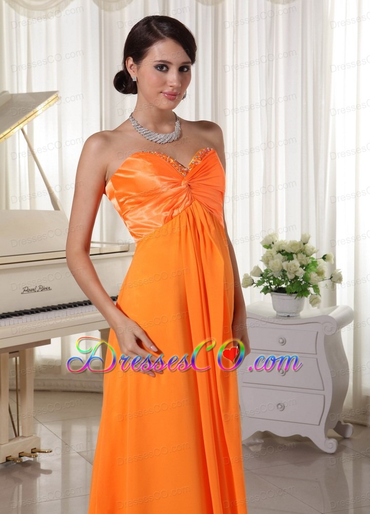 Pretty Orange Beaded Prom / Evening Dress Satin and Chiffon