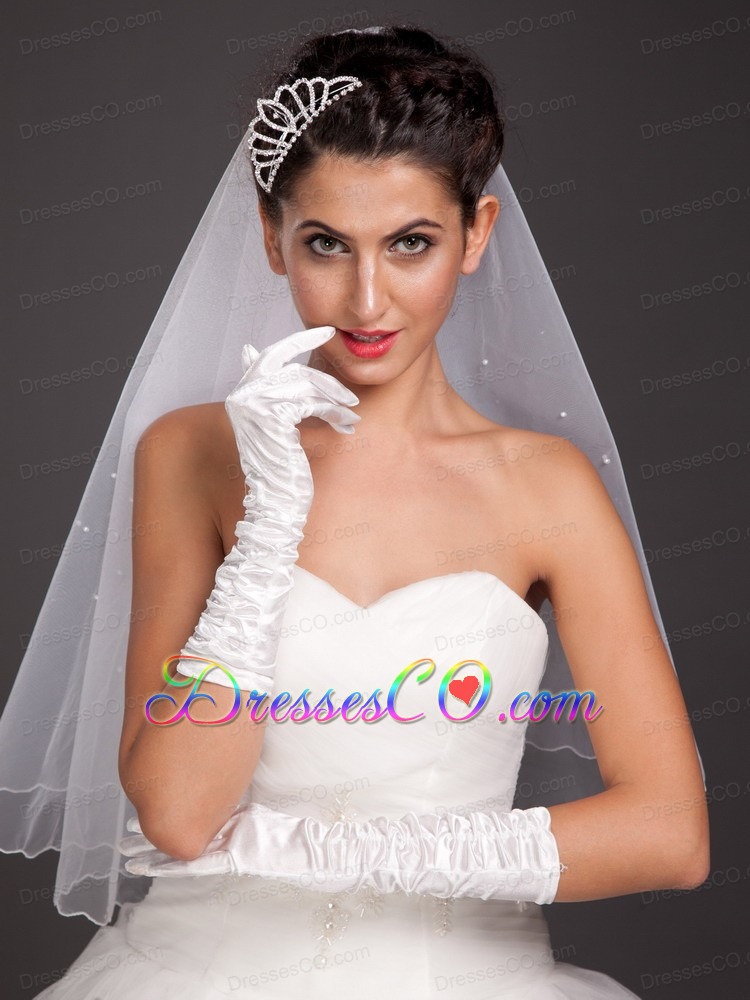 Elegant Satin Fingerless Elbow Length Bridal Gloves