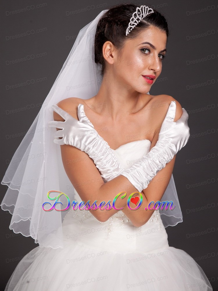 Elegant Satin Fingerless Elbow Length Bridal Gloves