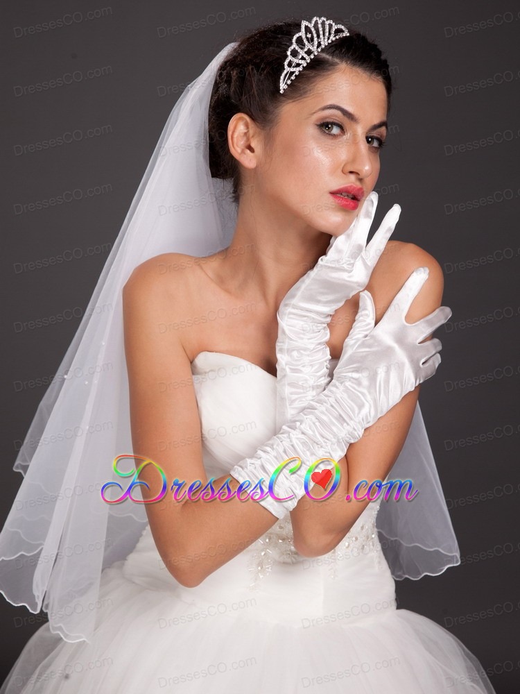 Elegant Satin Fingerless Elbow Length Bridal Gloves