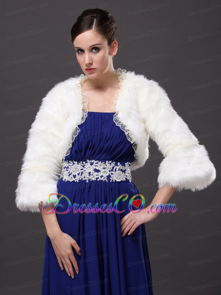 Lace Open Front White Stylish Jacket