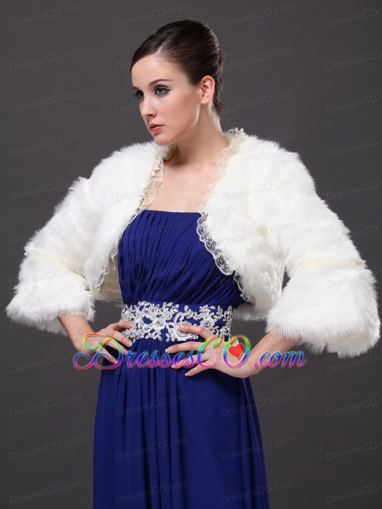 Lace Open Front White Stylish Jacket