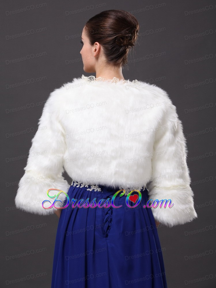 Lace Open Front White Stylish Jacket