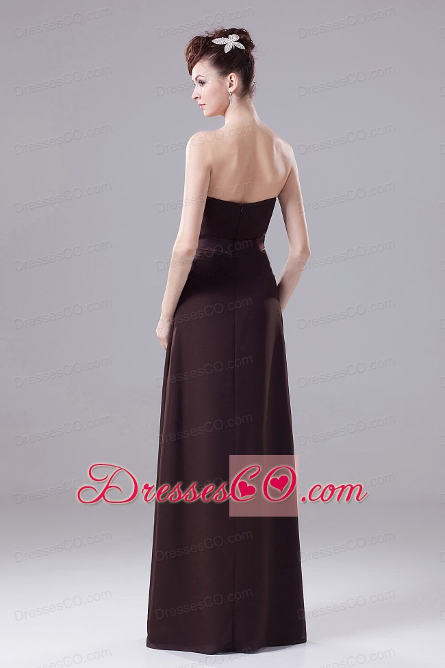 Brown Prom Dress With Beading Strapless Long And Chiffon