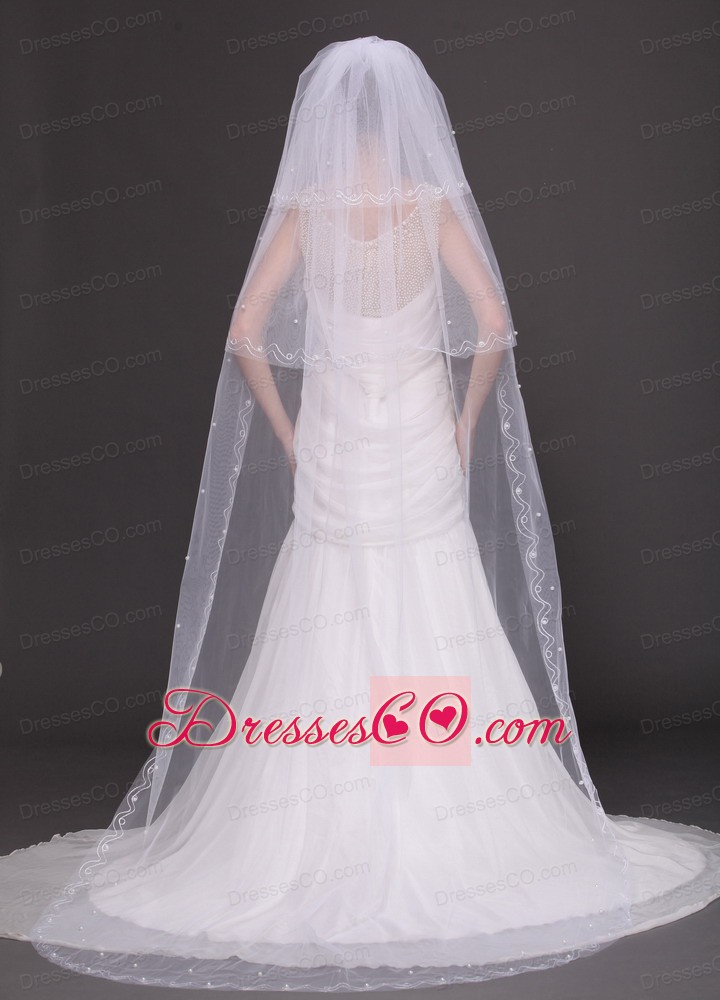 Three-tier and Embroidery Bridal Veils For Wedding