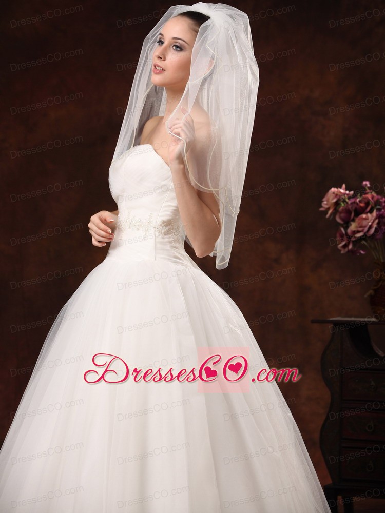 2 Layers Graceful Tulle Ribbon Edge Wedding Veil