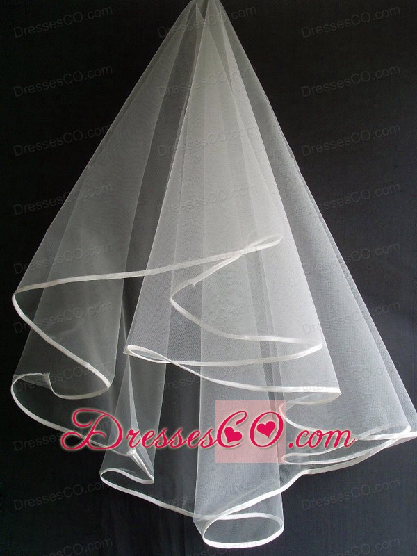 Simple Ribbon Edge Tulle Wedding Veil